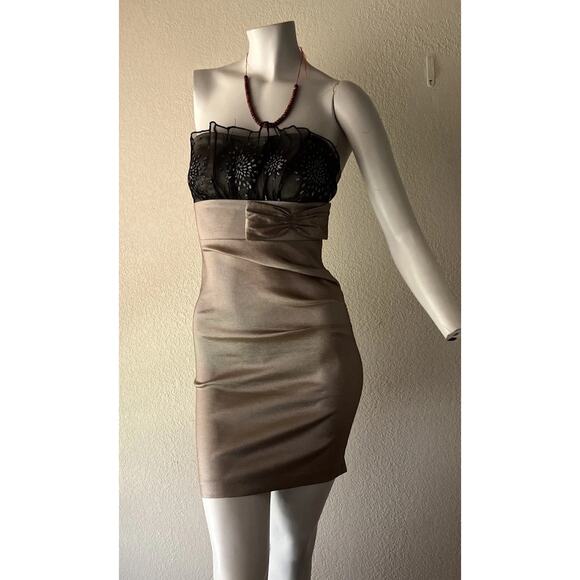 Y2K 2000s Formal Dress Small XS Strapless Mini Ruched Short Fairy Prom HOCO - Picture 7 of 16